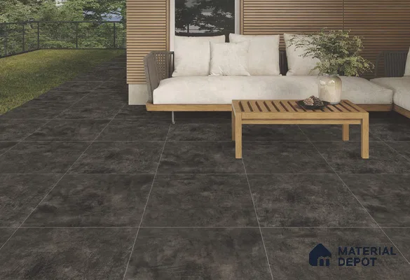 Cement Floor & Wall Tile TL 08333 E Cementum Nero 2 ft x 2 ft Matte Finish Vitrified Tile - 9 mm | Suitable for Living Room, Bedroom & Bathroom