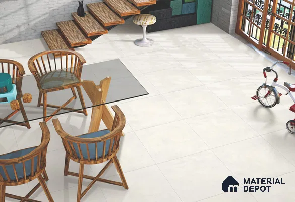 Cement Floor & Wall Tile TL 08333 Cementum Beige 2 ft x 2 ft Matte Finish Vitrified Tile - 9 mm | Suitable for Living Room, Bedroom & Bathroom