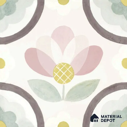 Floral Wall Tile TL 08395 Pink Floral 8 x 8 inch Matte Finish Vitrified Tile - 9 mm | Suitable For Kitchen, Bathroom, Balcony | Please Expect a Slight Variation of Pattern