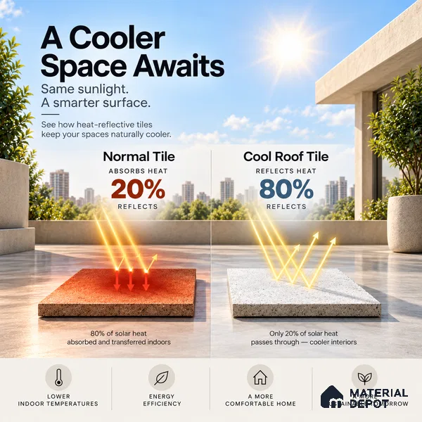 Cool Roof Floor Hexagonal Tile TL 10884 Armano White 1 ft x 1 ft Ceramic Matte Finish - 9 mm | Suitable For Roof, Balcony | Please Expect a Slight Variation of Pattern