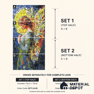Faux Mosaic Mural Poster Wall Tile TL 12851 Brownie (A+B) 4 ft x 2 ft Glue Matt 4D Pro Finish Double Digital Vitrified Tile - 9 mm | (Order Set 1 & 2 Given Below For Full Frame)