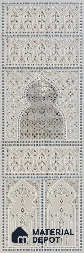 Traditional Lippan Art Highlighter Wall Tile TL 13138 B Ochre Palace Lattice 4 ft x 1 ft Vitrified Mirror Finish - 9 mm | Suitable for Living Room, Bedroom, Foyer & Traditional Highlighter Wall