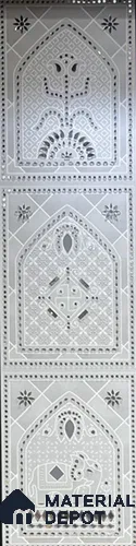 Traditional Lippan Art Highlighter Wall Tile TL 13139 B Pearl Courtyard Lattice 4 ft x 1 ft Vitrified Mirror Finish - 9 mm | Suitable for Living Room, Bedroom, Foyer & Traditional Highlighter Wall