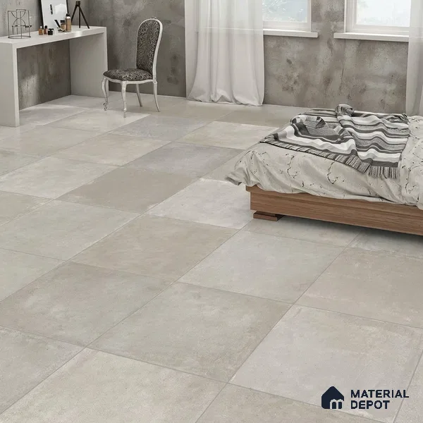 Stone Floor Tile TL 07417 Dek Stone Gris 2 ft x 2 ft Matte Finish Vitrified Tile - 9 mm | Suitable For Bathroom, Terrace & Balcony