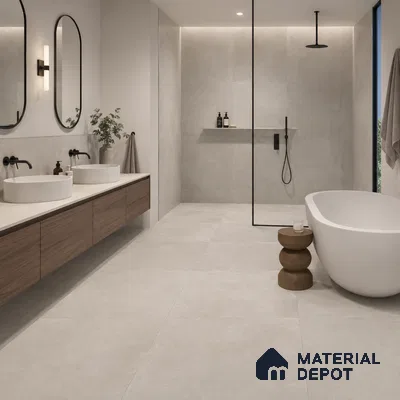 Stone Floor Tile TL 07417 Dek Stone Gris 2 ft x 2 ft Matte Finish Vitrified Tile - 9 mm  | Suitable For Bathroom, Terrace & Balcony