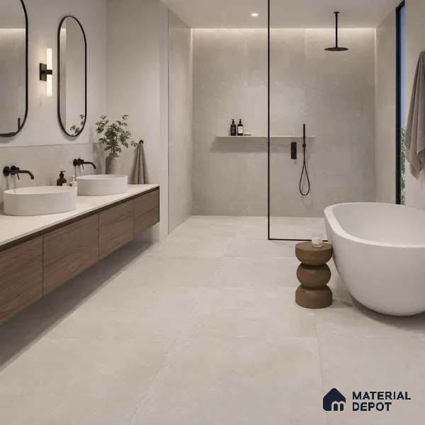 Stone Floor Tile TL 07417 Dek Stone Gris 2 ft x 2 ft Matte Finish Vitrified Tile - 9 mm | Suitable For Bathroom, Terrace & Balcony