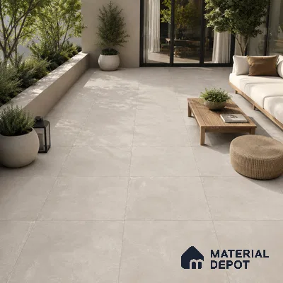 Stone Floor Tile TL 07417 Dek Stone Gris 2 ft x 2 ft Matte Finish Vitrified Tile - 9 mm  | Suitable For Bathroom, Terrace & Balcony