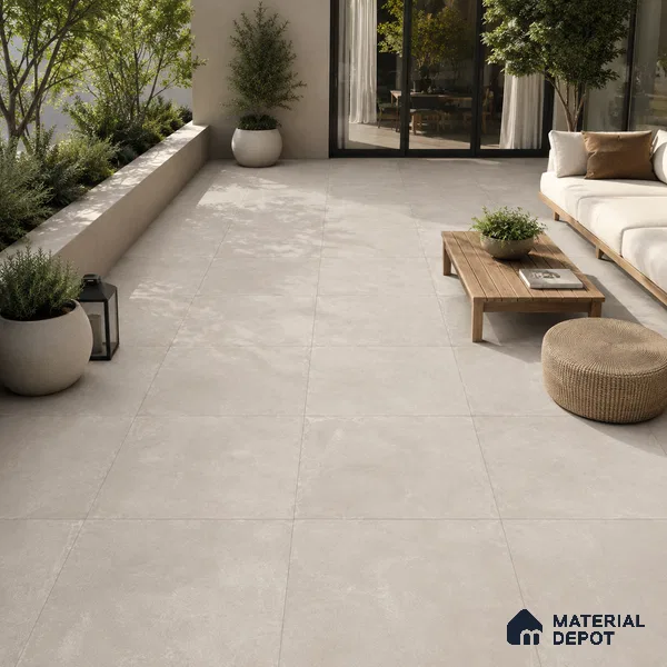 Stone Floor Tile TL 07417 Dek Stone Gris 2 ft x 2 ft Matte Finish Vitrified Tile - 9 mm | Suitable For Bathroom, Terrace & Balcony