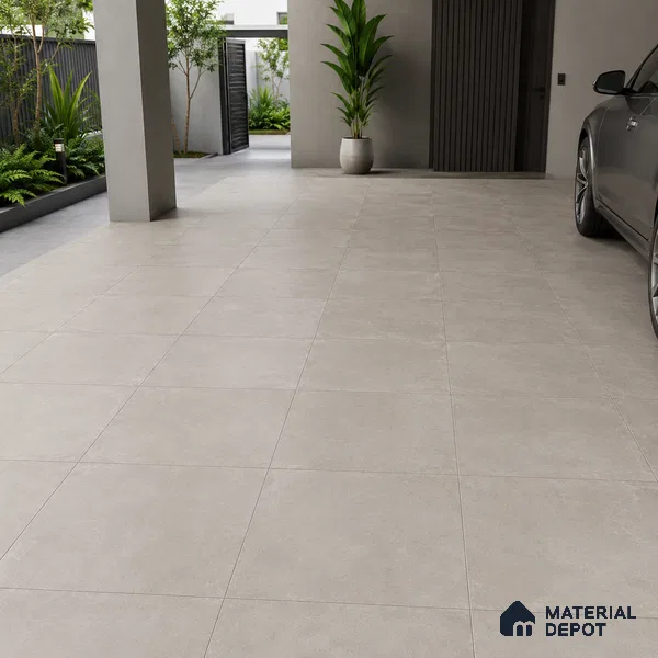 Stone Floor Tile TL 07417 Dek Stone Gris 2 ft x 2 ft Matte Finish Vitrified Tile - 9 mm | Suitable For Bathroom, Terrace & Balcony