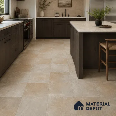 Stone Floor Tile TL 07418 Dek Stone Natural 2 ft x 2 ft Matte Finish Vitrified Tile - 9 mm  | Suitable For Bathroom, Terrace & Balcony