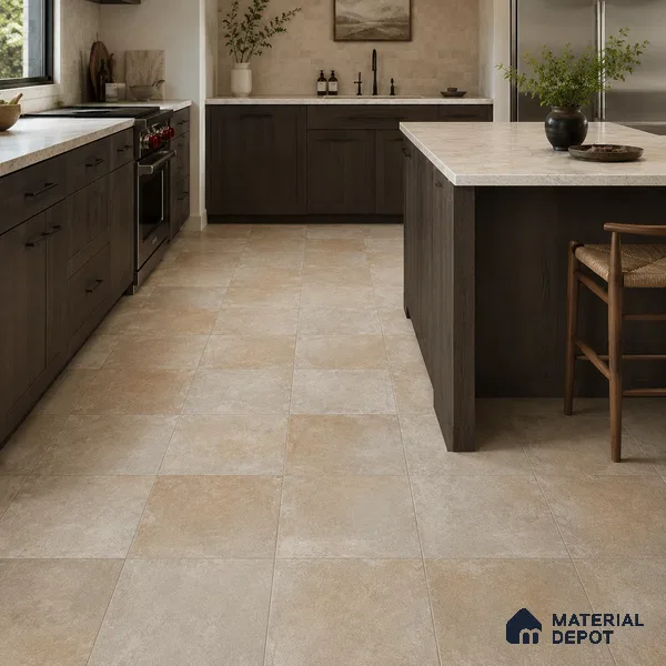 Stone Floor Tile TL 07418 Dek Stone Natural 2 ft x 2 ft Matte Finish Vitrified Tile - 9 mm | Suitable For Bathroom, Terrace & Balcony