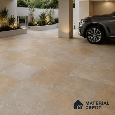 Stone Floor Tile TL 07418 Dek Stone Natural 2 ft x 2 ft Matte Finish Vitrified Tile - 9 mm  | Suitable For Bathroom, Terrace & Balcony