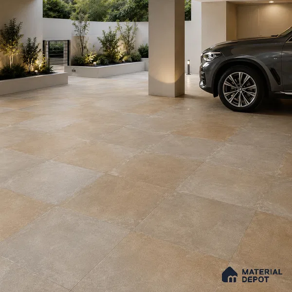 Stone Floor Tile TL 07418 Dek Stone Natural 2 ft x 2 ft Matte Finish Vitrified Tile - 9 mm | Suitable For Bathroom, Terrace & Balcony