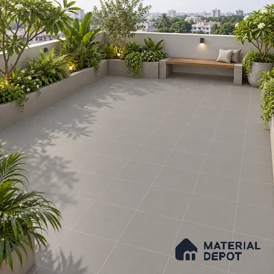 Cool Roof Floor Tile TL 05002 B Grey 1 ft x 1 ft Ceramic Matte Finish - 11 mm | Suitable for Roof, Balcony