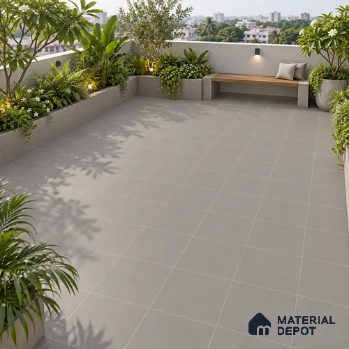Cool Roof Floor Tile TL 05002 B Grey 1 ft x 1 ft Ceramic Matte Finish - 11 mm | Suitable for Roof, Balcony