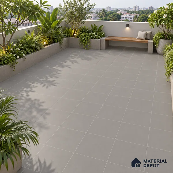 Cool Roof Floor Tile TL 05002 B Grey 1 ft x 1 ft Ceramic Matte Finish - 11 mm | Suitable for Roof, Balcony