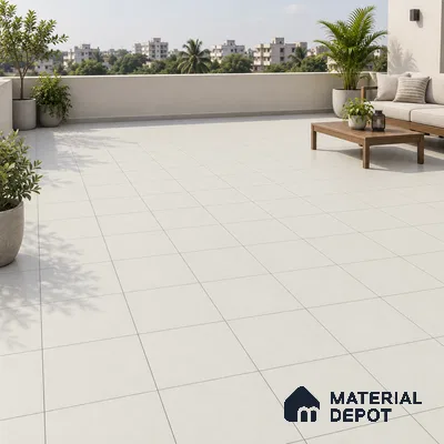 Cool Roof Floor Tile TL 05002 White 1 ft x 1 ft Ceramic Matte Finish - 11 mm | Suitable for Roof, Balcony