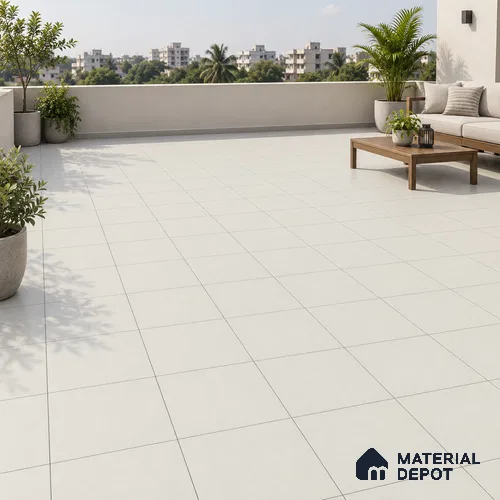 Cool Roof Floor Tile TL 05002 White 1 ft x 1 ft Ceramic Matte Finish - 11 mm | Suitable for Roof, Balcony
