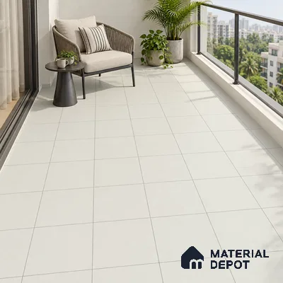 Cool Roof Floor Tile TL 05002 White 1 ft x 1 ft Ceramic Matte Finish - 11 mm | Suitable for Roof, Balcony