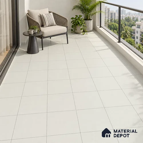 Cool Roof Floor Tile TL 05002 White 1 ft x 1 ft Ceramic Matte Finish - 11 mm | Suitable for Roof, Balcony