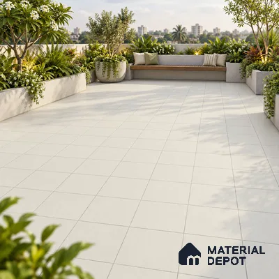 Cool Roof Floor Tile TL 05002 White 1 ft x 1 ft Ceramic Matte Finish - 11 mm | Suitable for Roof, Balcony
