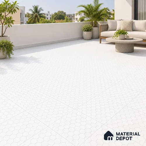 Cool Roof Floor Hexagonal Tile TL 10597 Medrid Brown 1 ft x 1 ft  Ceramic Matte Finish - 9 mm | Suitable For Roof, Balcony | Please Expect a Slight Variation of Pattern
