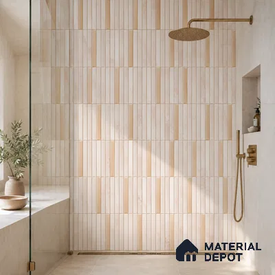 Faux Subway Wall Tile TL 10786 B Kitkat Cream Decor 2 ft x 1 ft Glossy Finish Ceramic Tile - 9 mm | Please Expect a Slight Variation of Pattern