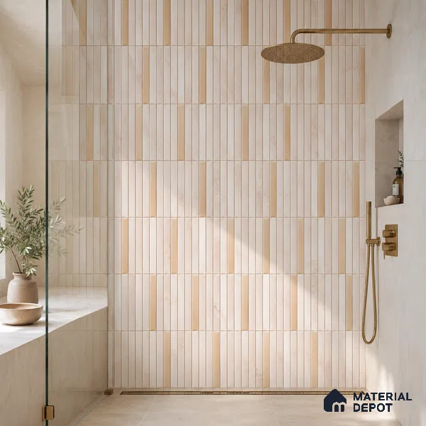 Faux Subway Wall Tile TL 10786 B Kitkat Cream Decor 2 ft x 1 ft Glossy Finish Ceramic Tile - 9 mm | Please Expect a Slight Variation of Pattern