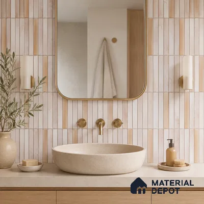 Faux Subway Wall Tile TL 10786 B Kitkat Cream Decor 2 ft x 1 ft Glossy Finish Ceramic Tile - 9 mm | Please Expect a Slight Variation of Pattern