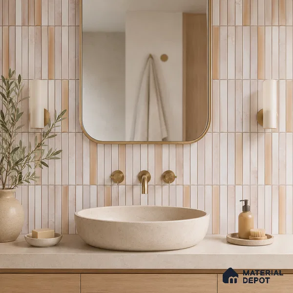 Faux Subway Wall Tile TL 10786 B Kitkat Cream Decor 2 ft x 1 ft Glossy Finish Ceramic Tile - 9 mm | Please Expect a Slight Variation of Pattern