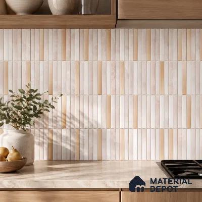 Faux Subway Wall Tile TL 10786 B Kitkat Cream Decor 2 ft x 1 ft Glossy Finish Ceramic Tile - 9 mm | Please Expect a Slight Variation of Pattern