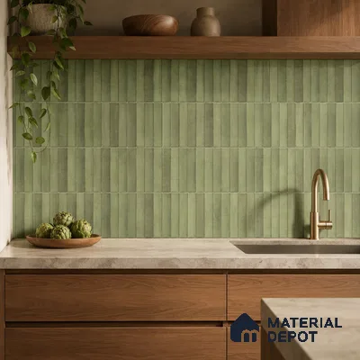Faux Subway Wall Tile TL 10786 D Kitkat Emerald Decor 2 ft x 1 ft Glossy Finish Ceramic Tile - 9 mm | Please Expect a Slight Variation of Pattern