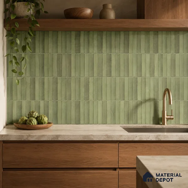 Faux Subway Wall Tile TL 10786 D Kitkat Emerald Decor 2 ft x 1 ft Glossy Finish Ceramic Tile - 9 mm | Please Expect a Slight Variation of Pattern