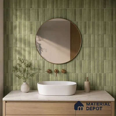 Faux Subway Wall Tile TL 10786 D Kitkat Emerald Decor 2 ft x 1 ft Glossy Finish Ceramic Tile - 9 mm | Please Expect a Slight Variation of Pattern