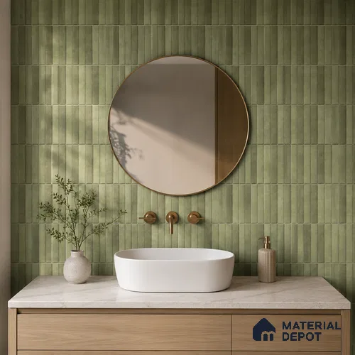 Faux Subway Wall Tile TL 10786 D Kitkat Emerald Decor 2 ft x 1 ft Glossy Finish Ceramic Tile - 9 mm | Please Expect a Slight Variation of Pattern