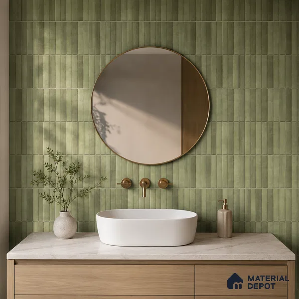 Faux Subway Wall Tile TL 10786 D Kitkat Emerald Decor 2 ft x 1 ft Glossy Finish Ceramic Tile - 9 mm | Please Expect a Slight Variation of Pattern