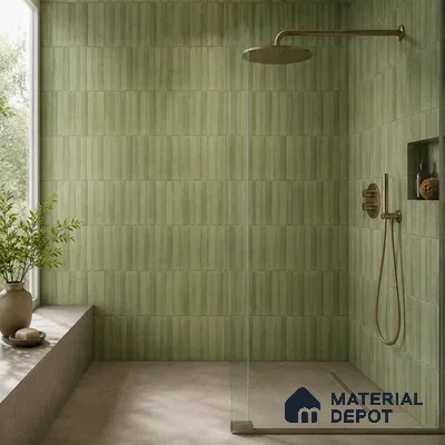 Faux Subway Wall Tile TL 10786 D Kitkat Emerald Decor 2 ft x 1 ft Glossy Finish Ceramic Tile - 9 mm | Please Expect a Slight Variation of Pattern