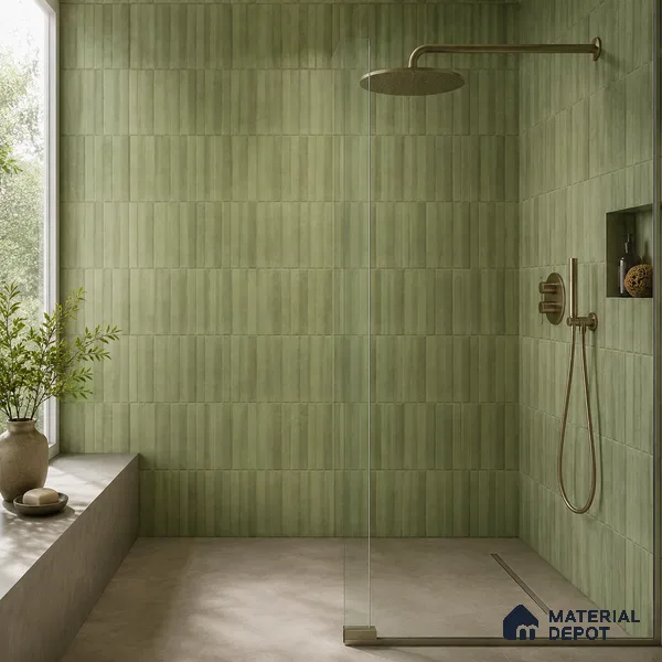 Faux Subway Wall Tile TL 10786 D Kitkat Emerald Decor 2 ft x 1 ft Glossy Finish Ceramic Tile - 9 mm | Please Expect a Slight Variation of Pattern