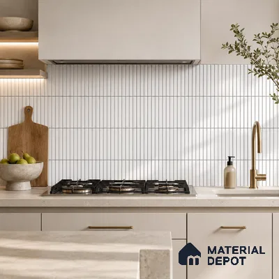 Faux Subway Wall Tile TL 10786 E Kitkat Line 2 ft x 1 ft Glossy Finish Ceramic Tile - 9 mm | Please Expect a Slight Variation of Pattern