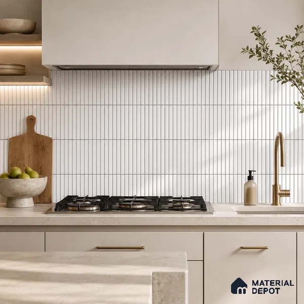 Faux Subway Wall Tile TL 10786 E Kitkat Line 2 ft x 1 ft Glossy Finish Ceramic Tile - 9 mm | Please Expect a Slight Variation of Pattern