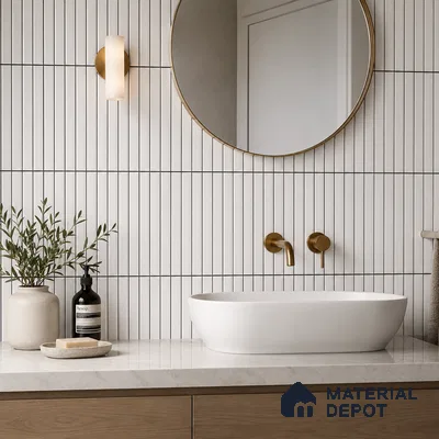 Faux Subway Wall Tile TL 10786 E Kitkat Line 2 ft x 1 ft Glossy Finish Ceramic Tile - 9 mm | Please Expect a Slight Variation of Pattern