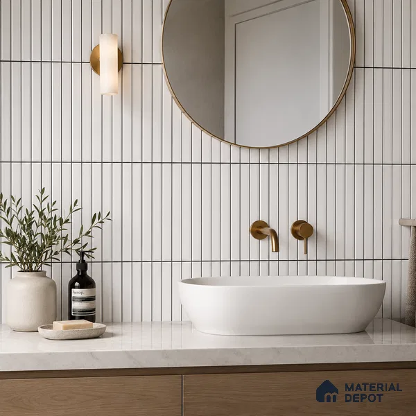 Faux Subway Wall Tile TL 10786 E Kitkat Line 2 ft x 1 ft Glossy Finish Ceramic Tile - 9 mm | Please Expect a Slight Variation of Pattern