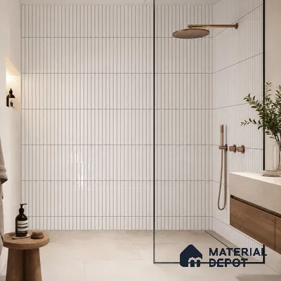 Faux Subway Wall Tile TL 10786 E Kitkat Line 2 ft x 1 ft Glossy Finish Ceramic Tile - 9 mm | Please Expect a Slight Variation of Pattern