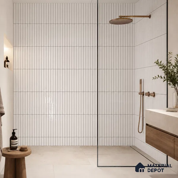 Faux Subway Wall Tile TL 10786 E Kitkat Line 2 ft x 1 ft Glossy Finish Ceramic Tile - 9 mm | Please Expect a Slight Variation of Pattern