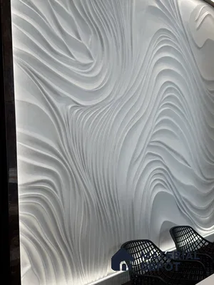 White Wavy 2743.2 mm x 3937 mm CNC Made HDHMR Panel - 30 mm