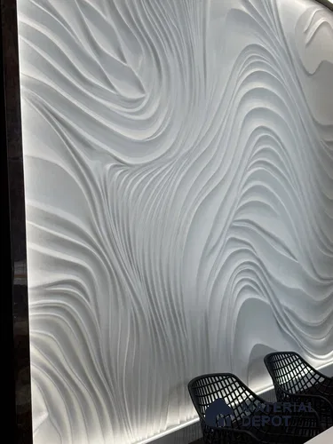 White Wavy 2743.2 mm x 3937 mm CNC Made HDHMR Panel - 30 mm