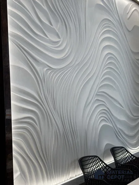 White Wavy 2743.2 mm x 3937 mm CNC Made HDHMR Panel - 30 mm