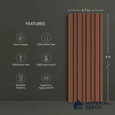 Red Plain Colour Look PN 06241 9.5 ft x 4.7 inch Charcoal Panel - 12 mm | Suitable for Feature Wall, TV Unit & Living Room | Width is Subjected to 5% Variation