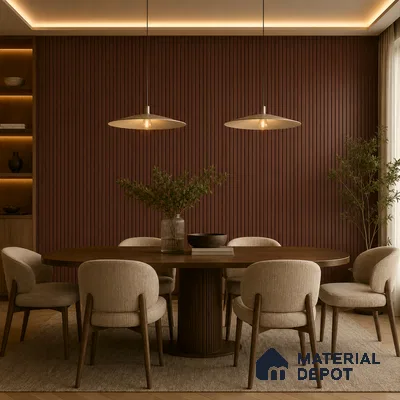 Red Plain Colour Look PN 06241 9.5 ft x 4.7 inch Charcoal Panel - 12 mm | Suitable for Feature Wall, TV Unit & Living Room | Width is Subjected to 5% Variation