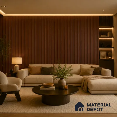 Red Plain Colour Look PN 06241 9.5 ft x 4.7 inch Charcoal Panel - 12 mm | Suitable for Feature Wall, TV Unit & Living Room | Width is Subjected to 5% Variation